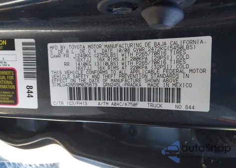 2009 Toyota Tacoma Base V6 из США, поврежденный, VIN 3TMLU42N59M025679